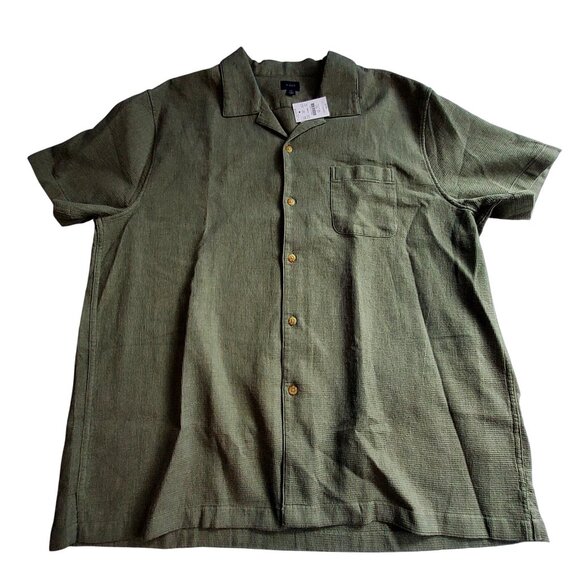 J.Crew Other - J.Crew Mens  Size XXL Olive Waffle Knit Short Sleeve Shirt With Chest Pocket